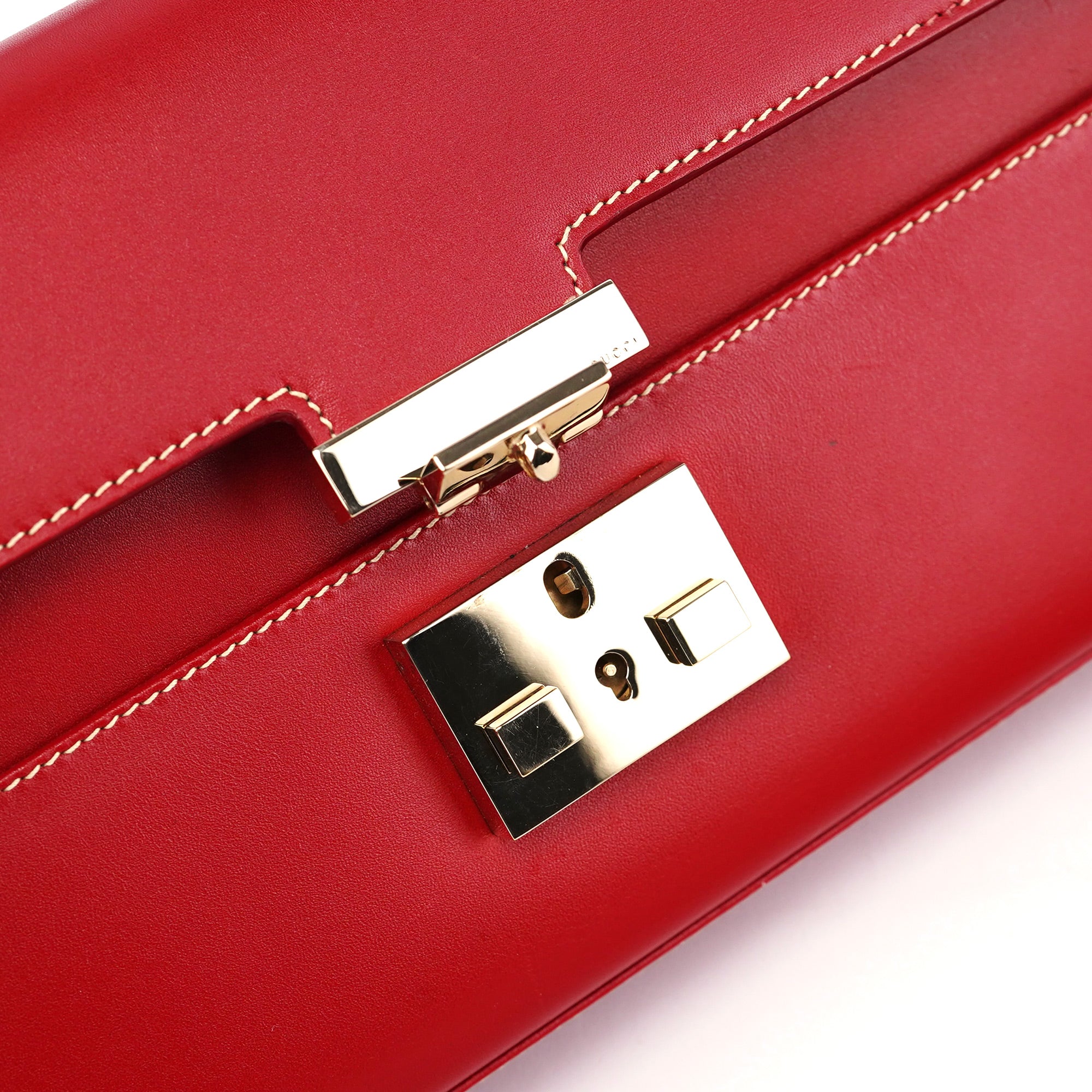 Gucci Red Leather Lady Lock Shoulder Bag