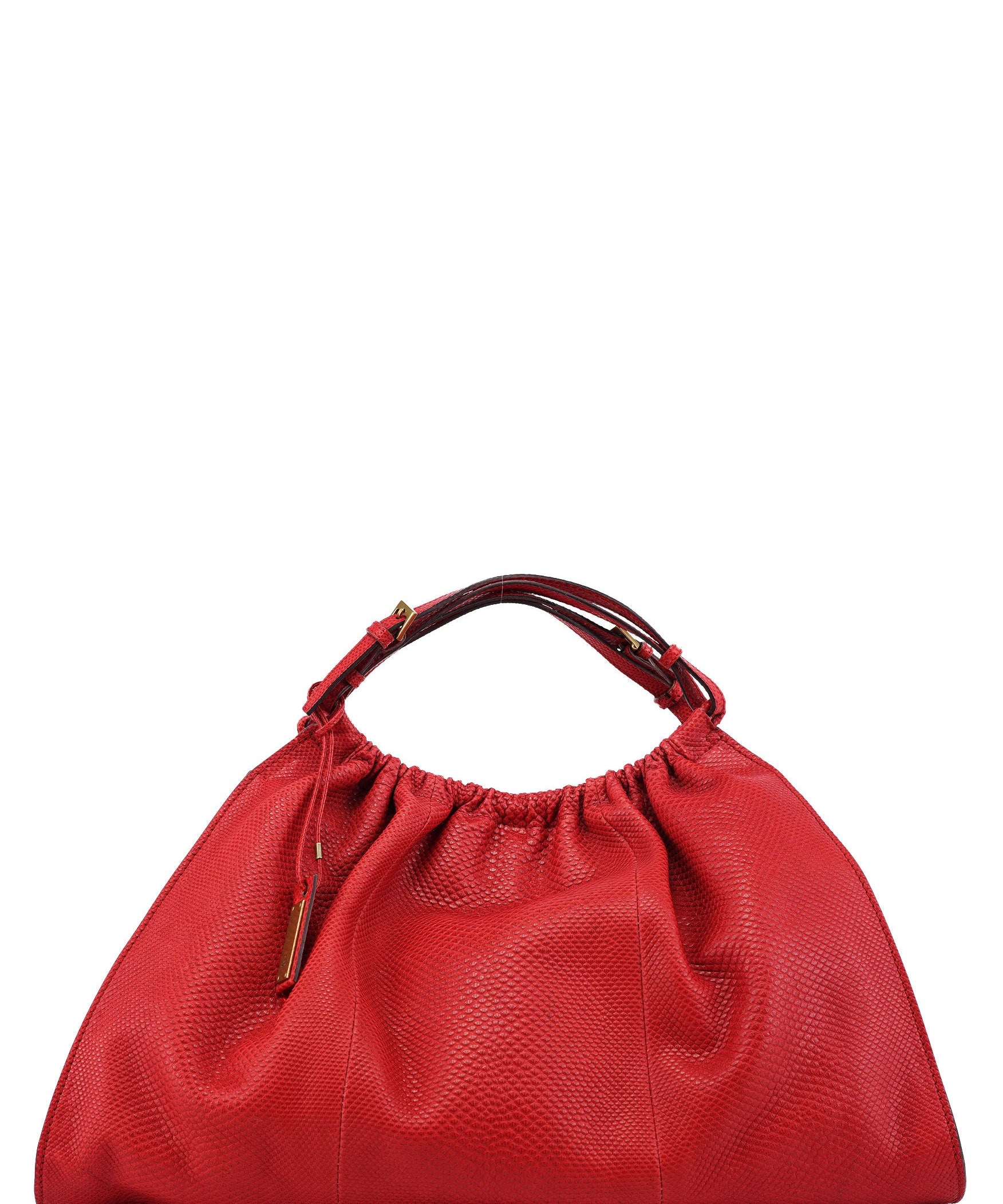 Gucci Red Lizard Embossed Dual Handle Bag