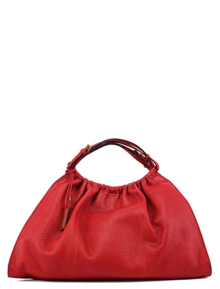 Gucci Red Lizard Embossed Dual Handle Bag