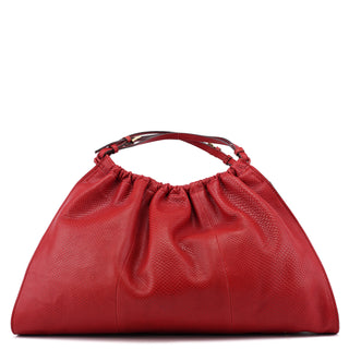 Gucci Red Lizard Embossed Dual Handle Bag