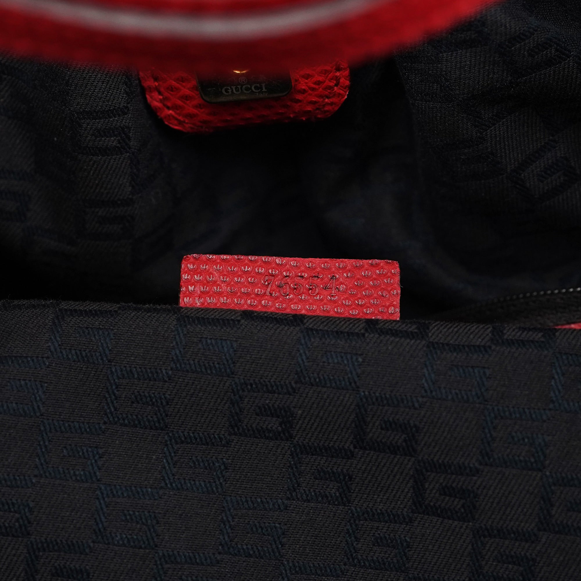 Gucci Red Lizard Embossed Dual Handle Bag
