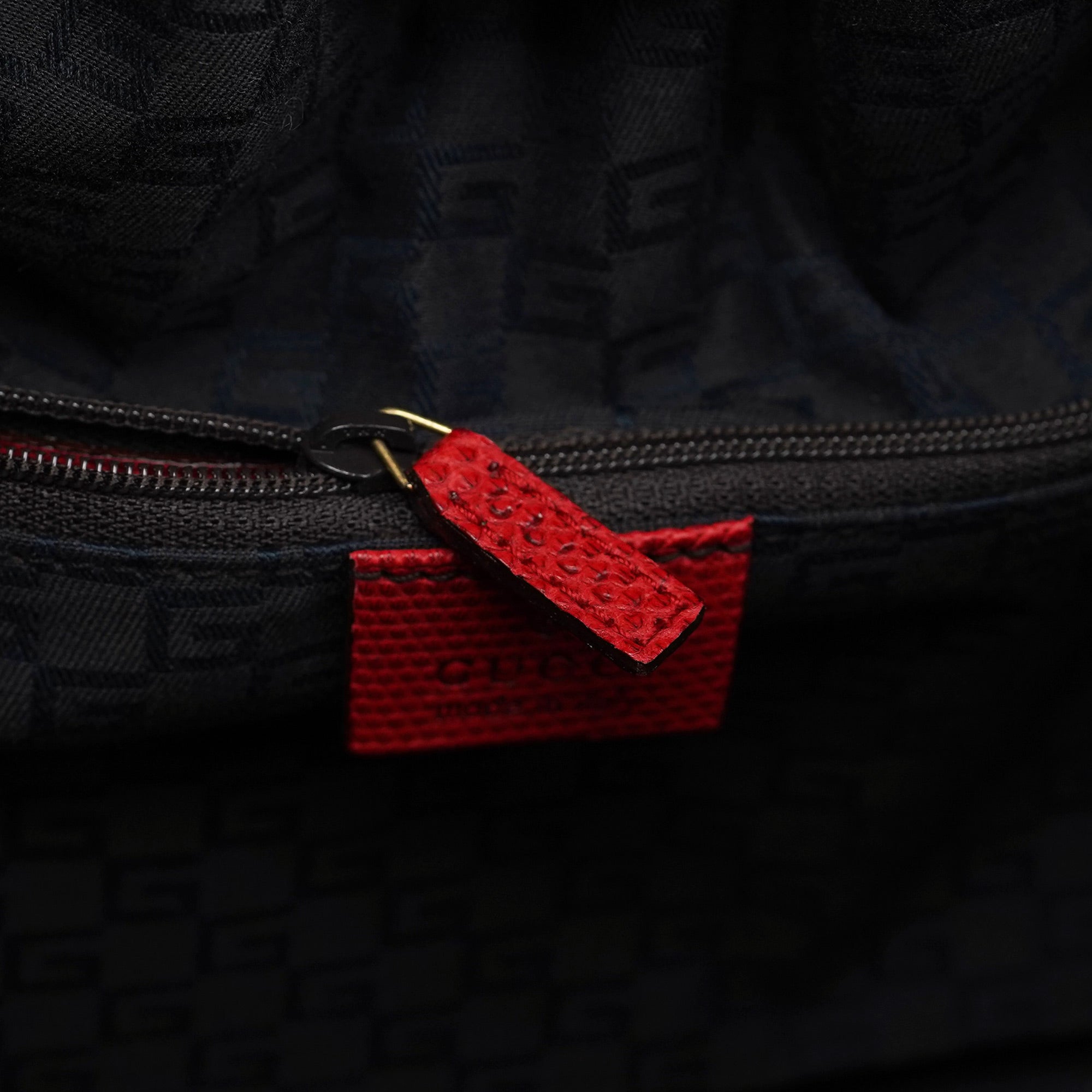 Gucci Red Lizard Embossed Dual Handle Bag