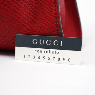 Gucci Red Lizard Embossed Dual Handle Bag