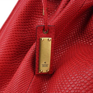 Gucci Red Lizard Embossed Dual Handle Bag