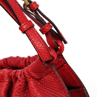 Gucci Red Lizard Embossed Dual Handle Bag