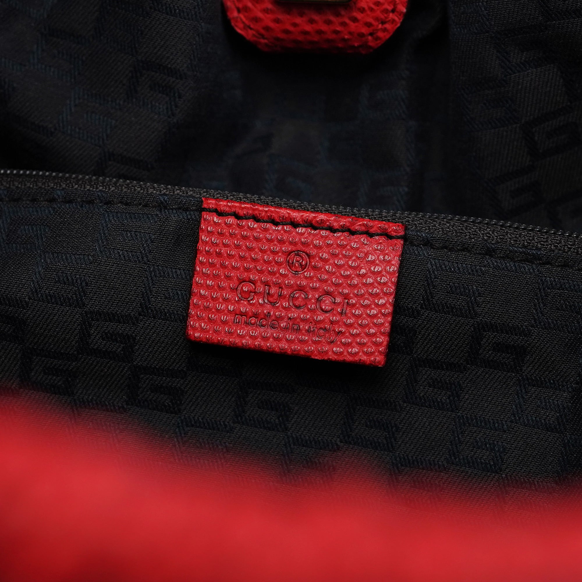 Gucci Red Lizard Embossed Dual Handle Bag
