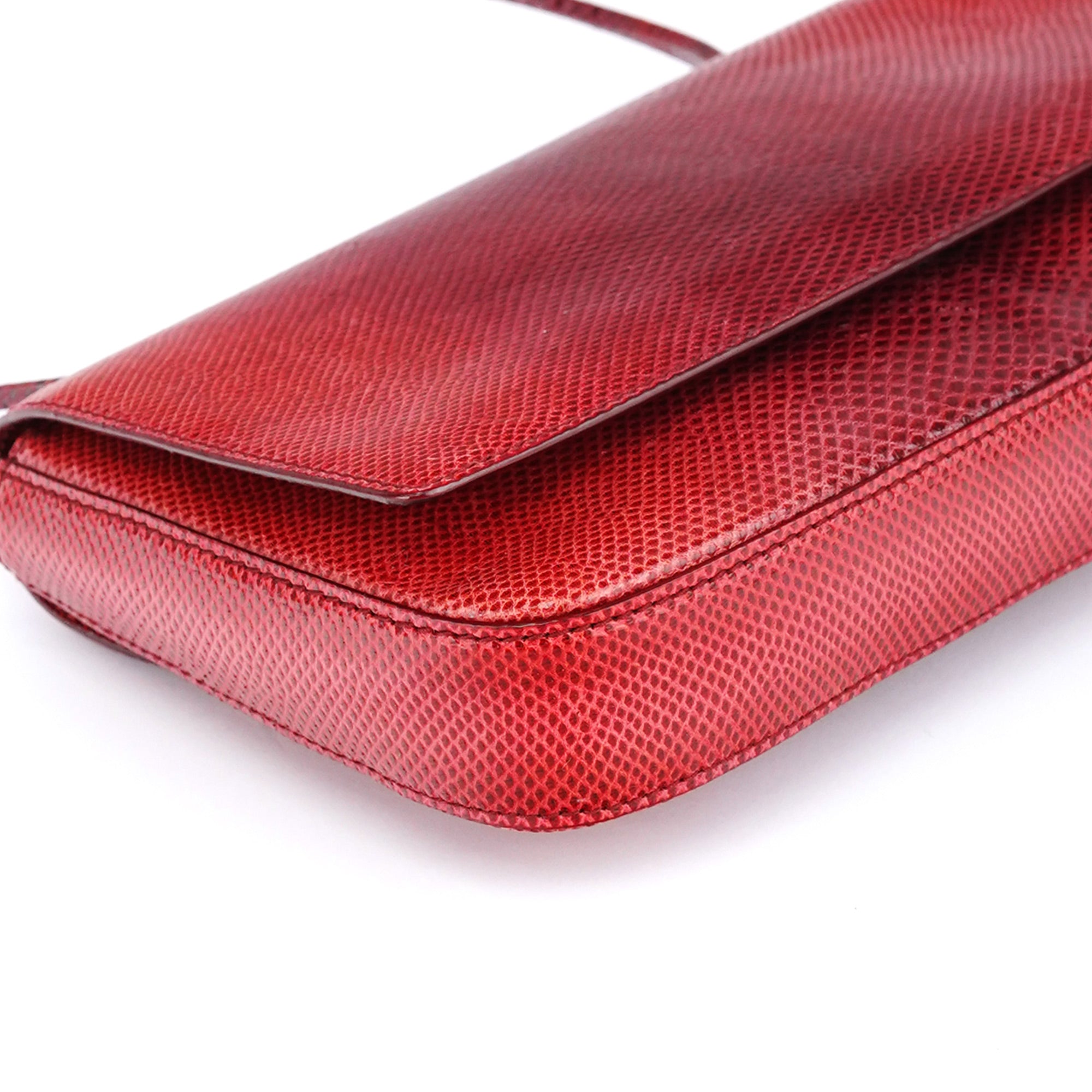 Gucci Sac porté épaule à rabat en lézard rouge