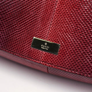 Gucci Red Lizard Plastic Handle Shoulder Bag