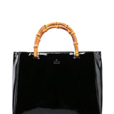 Gucci REPOST Black Patent Leather Bamboo Tote