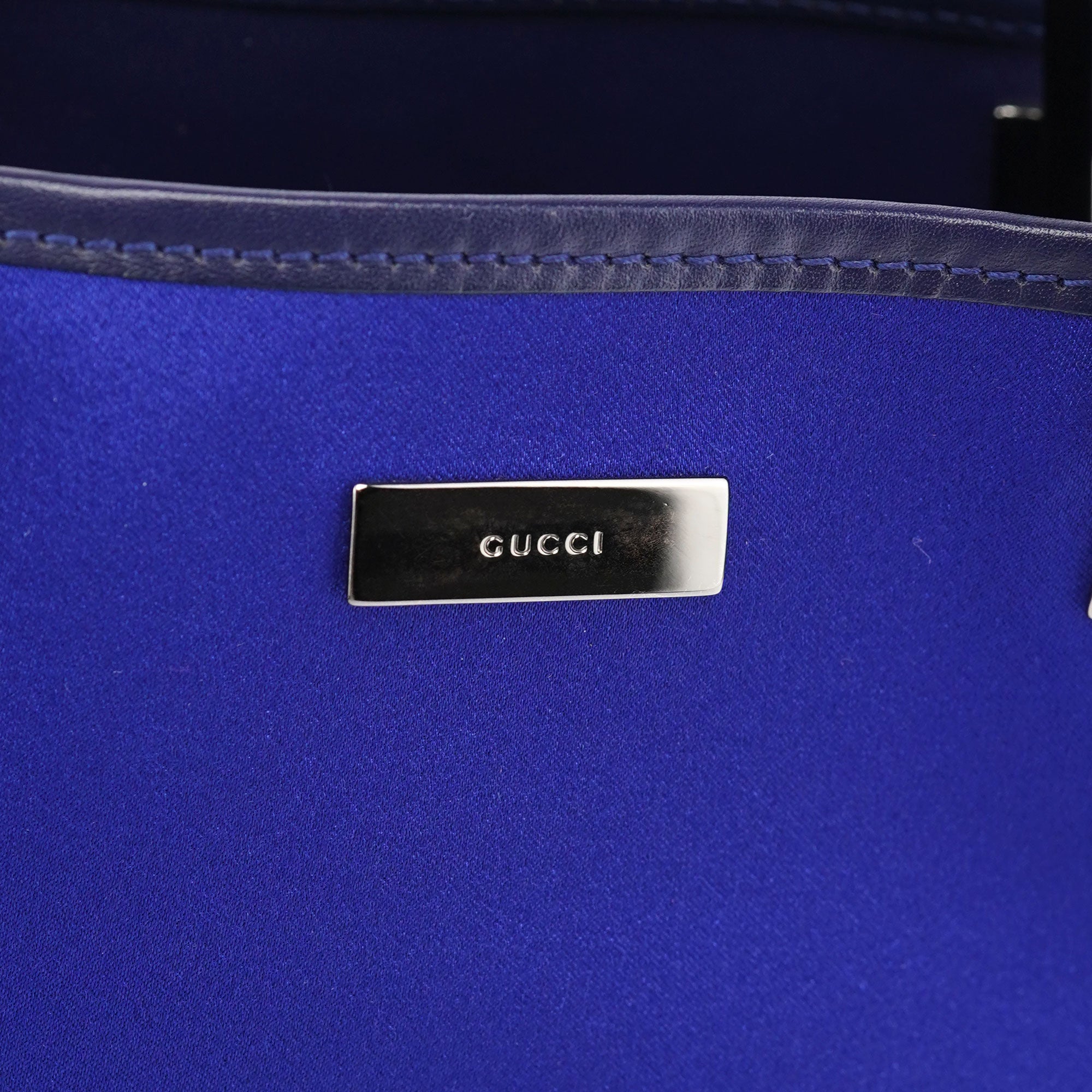 Gucci Royal Blue Satin Tote Bag