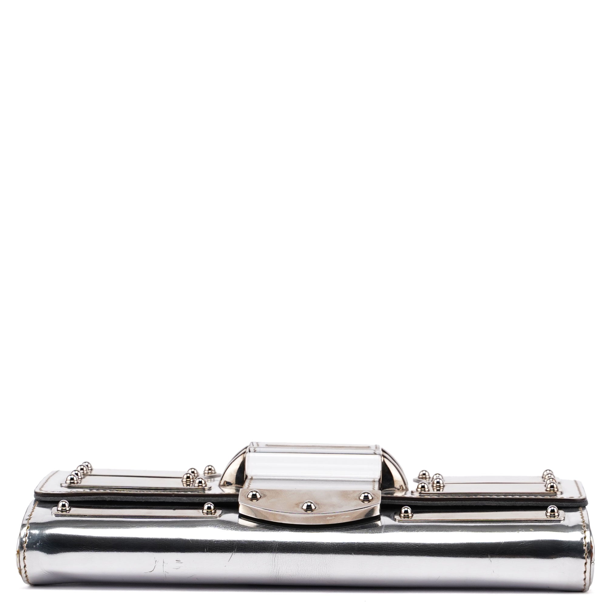 Gucci Silver Patent Leather Reflective Clutch