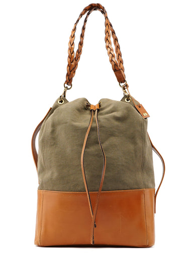 Gucci Spring 2003 Khaki Tan Canvas Leather Shoulder Bag