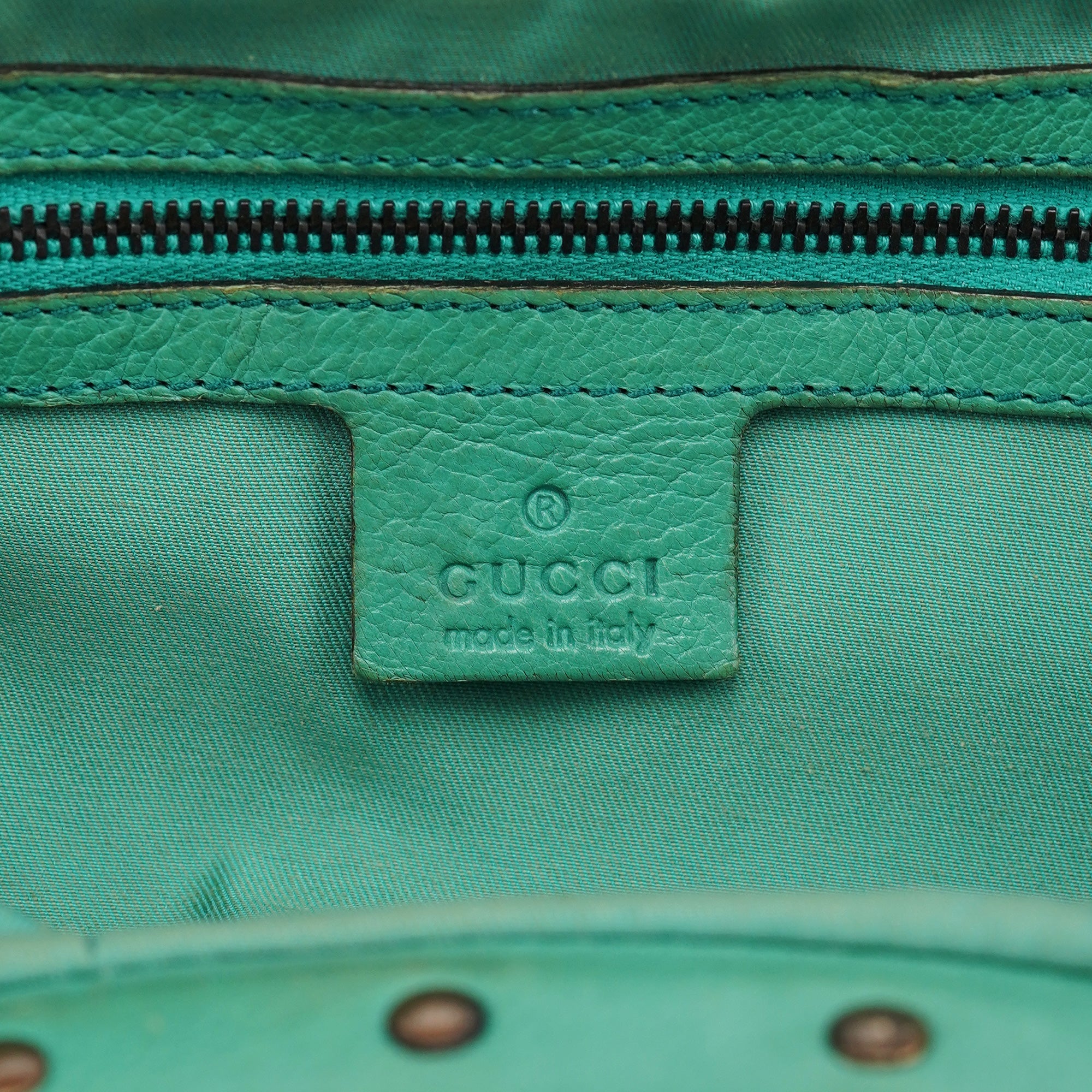 Gucci Sac porté épaule Bamboo en cuir de veau turquoise