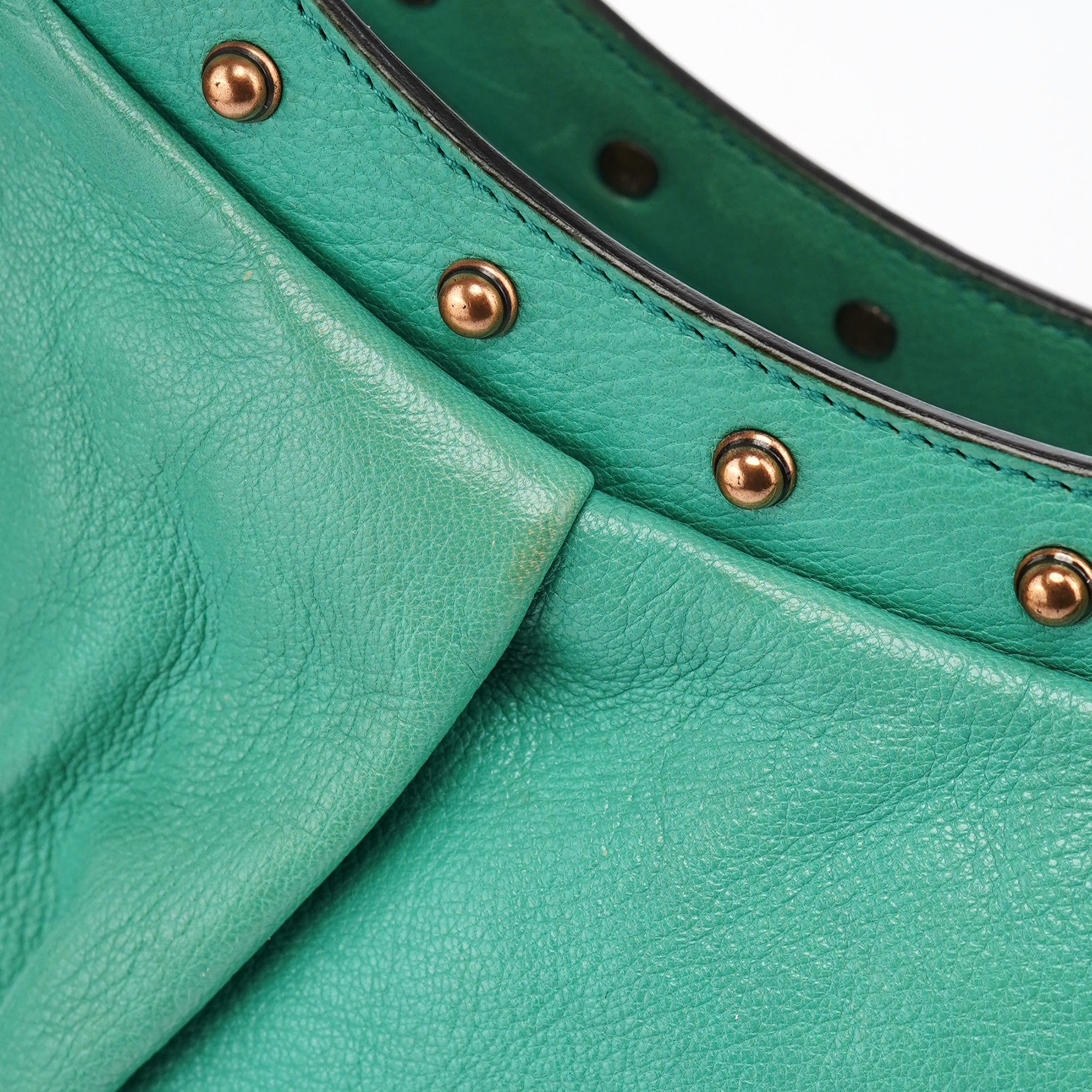 Gucci Sac porté épaule Bamboo en cuir de veau turquoise