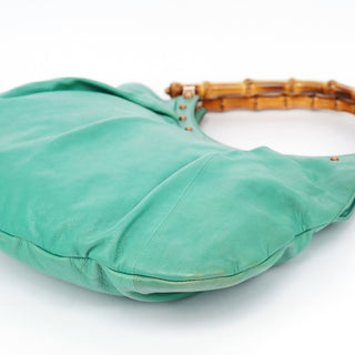 Gucci Turquoise Calfskin Bamboo Shoulder Bag