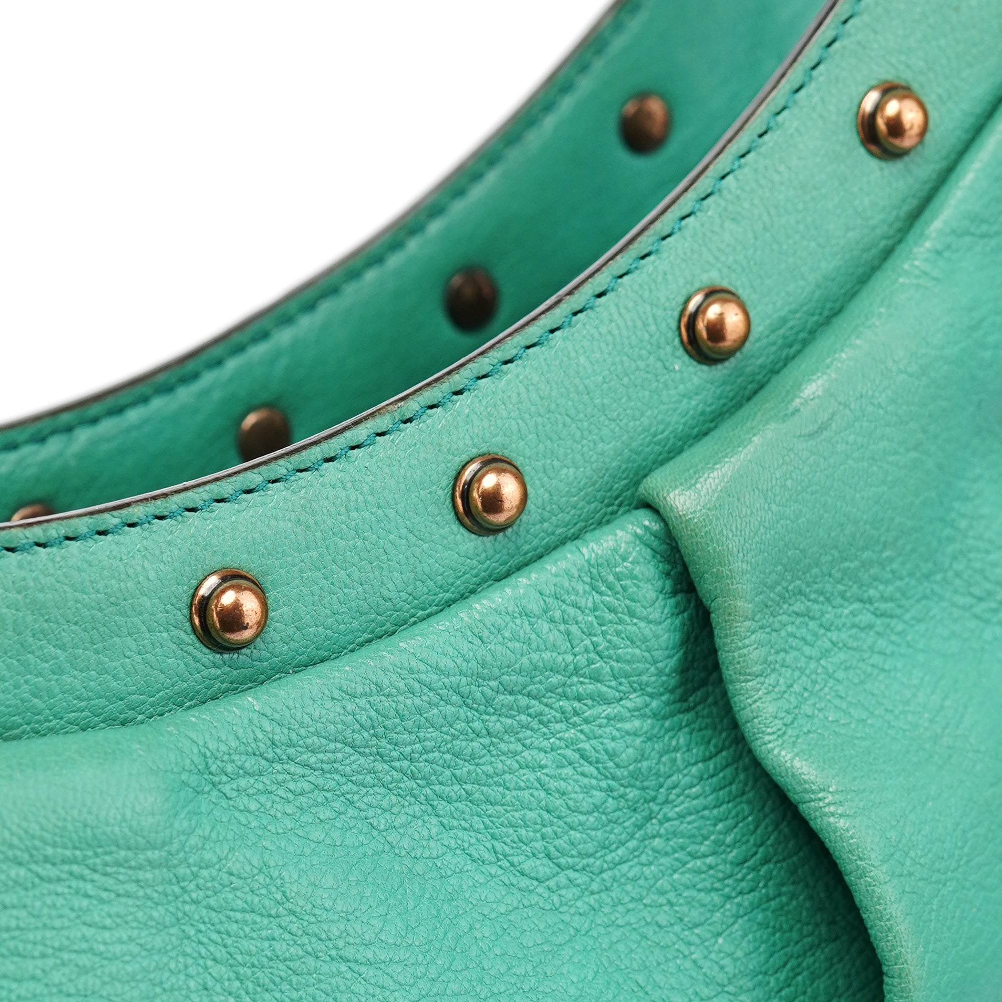 Gucci Sac porté épaule Bamboo en cuir de veau turquoise