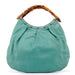 Gucci Turquoise Calfskin Bamboo Top Handle Bag