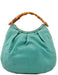 Gucci Turquoise Calfskin Bamboo Top Handle Bag