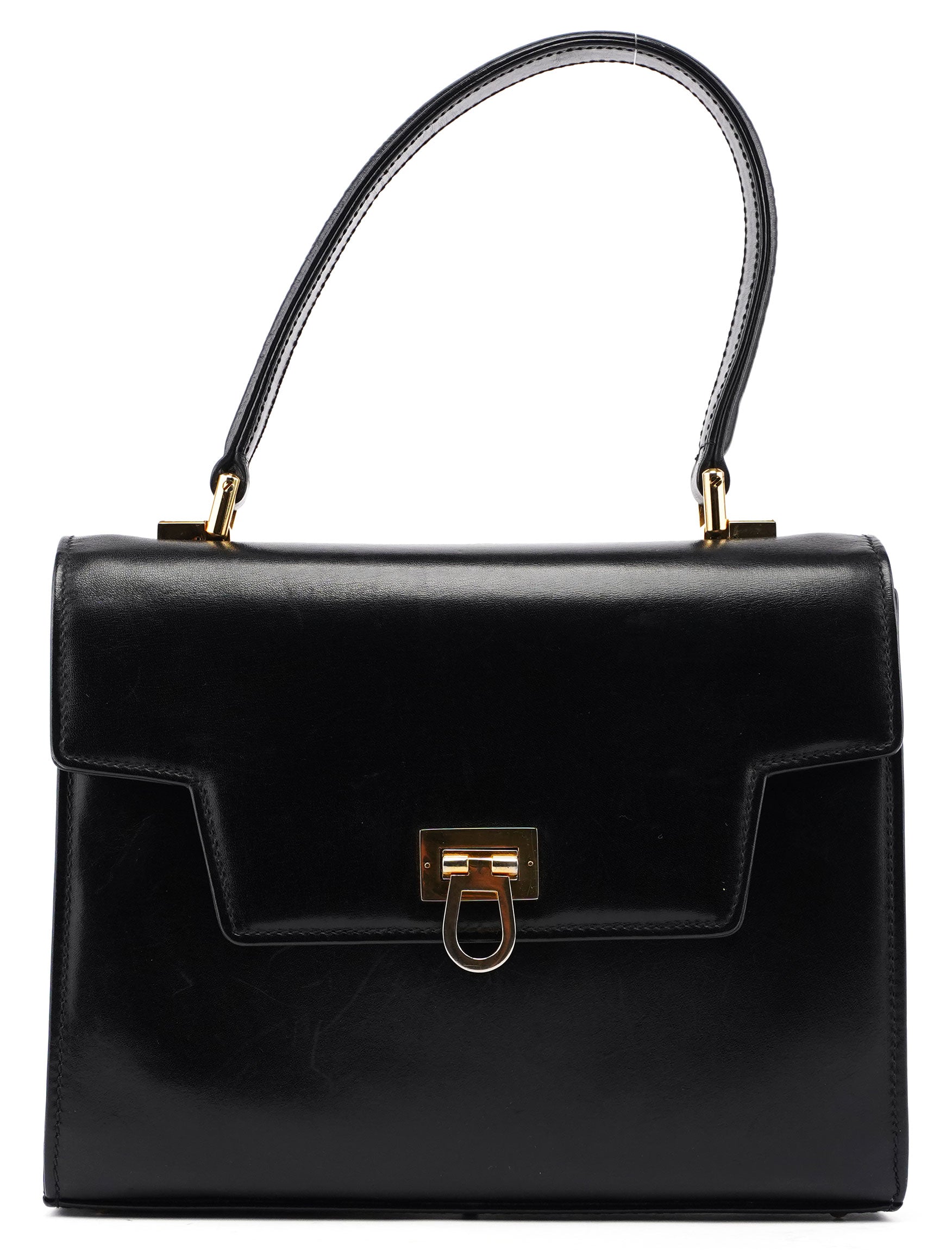 Gucci Vintage Black Calfskin Top Handle Bag