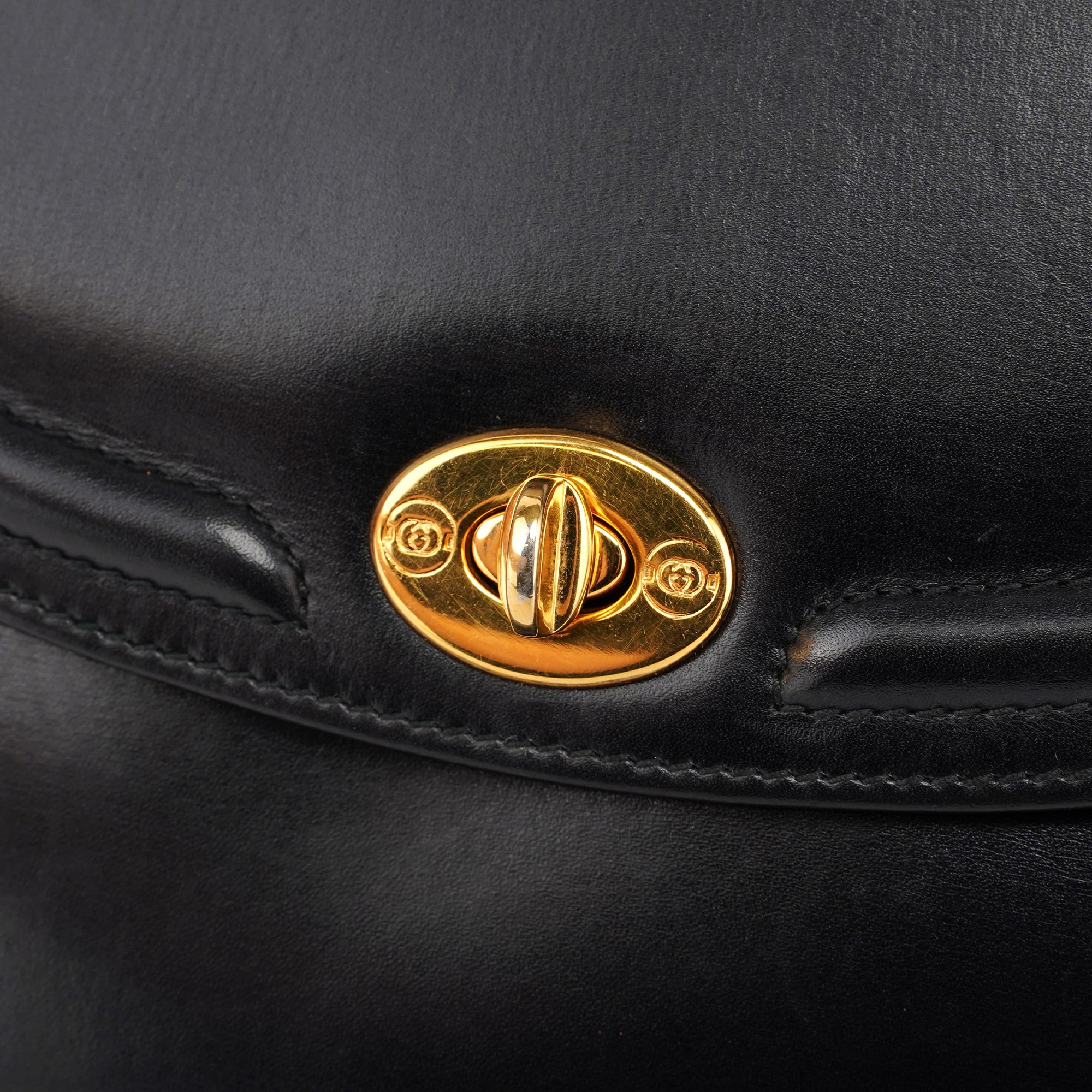 Gucci Vintage Black Calfskin Top Handle Bag