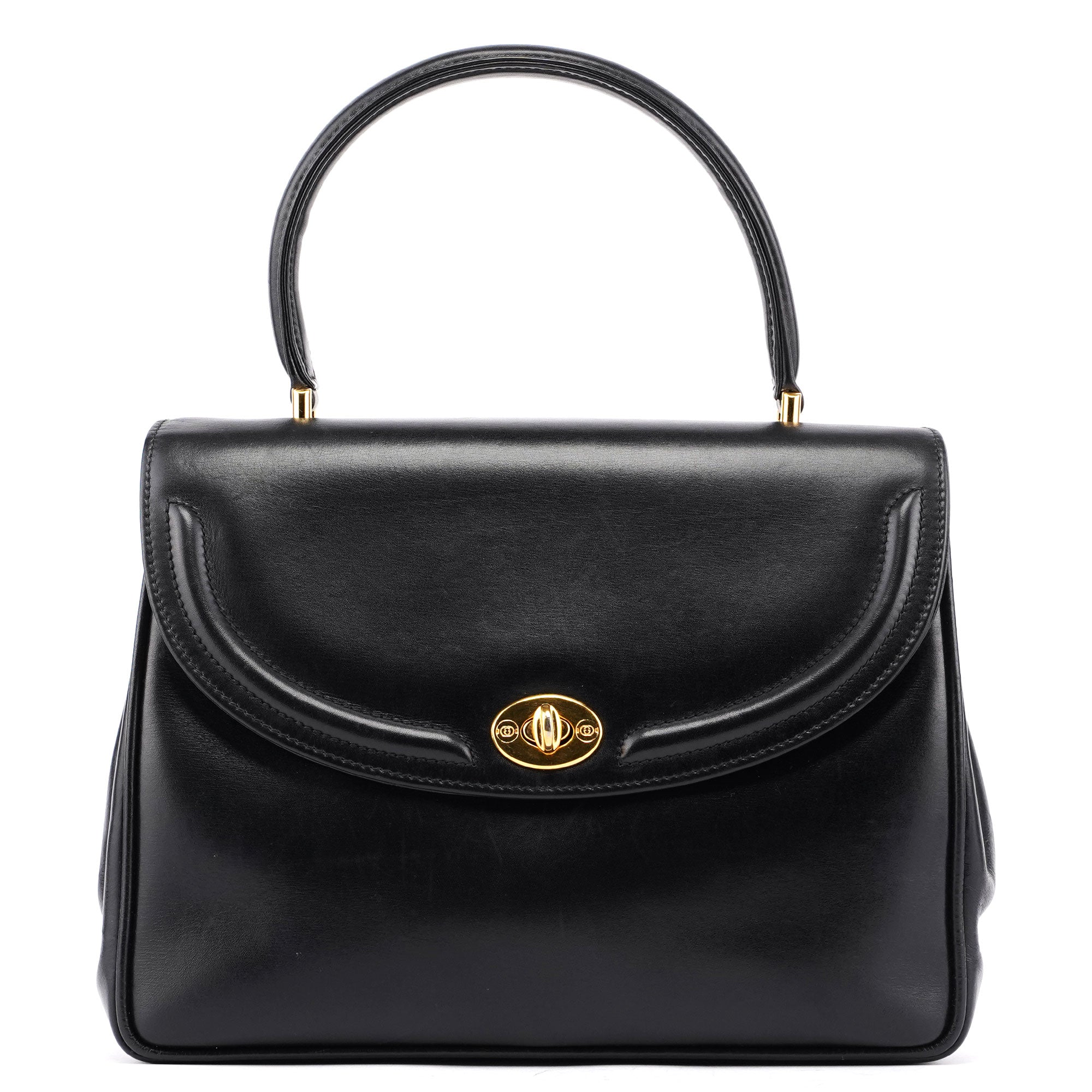 Gucci Vintage Black Calfskin Top Handle Bag