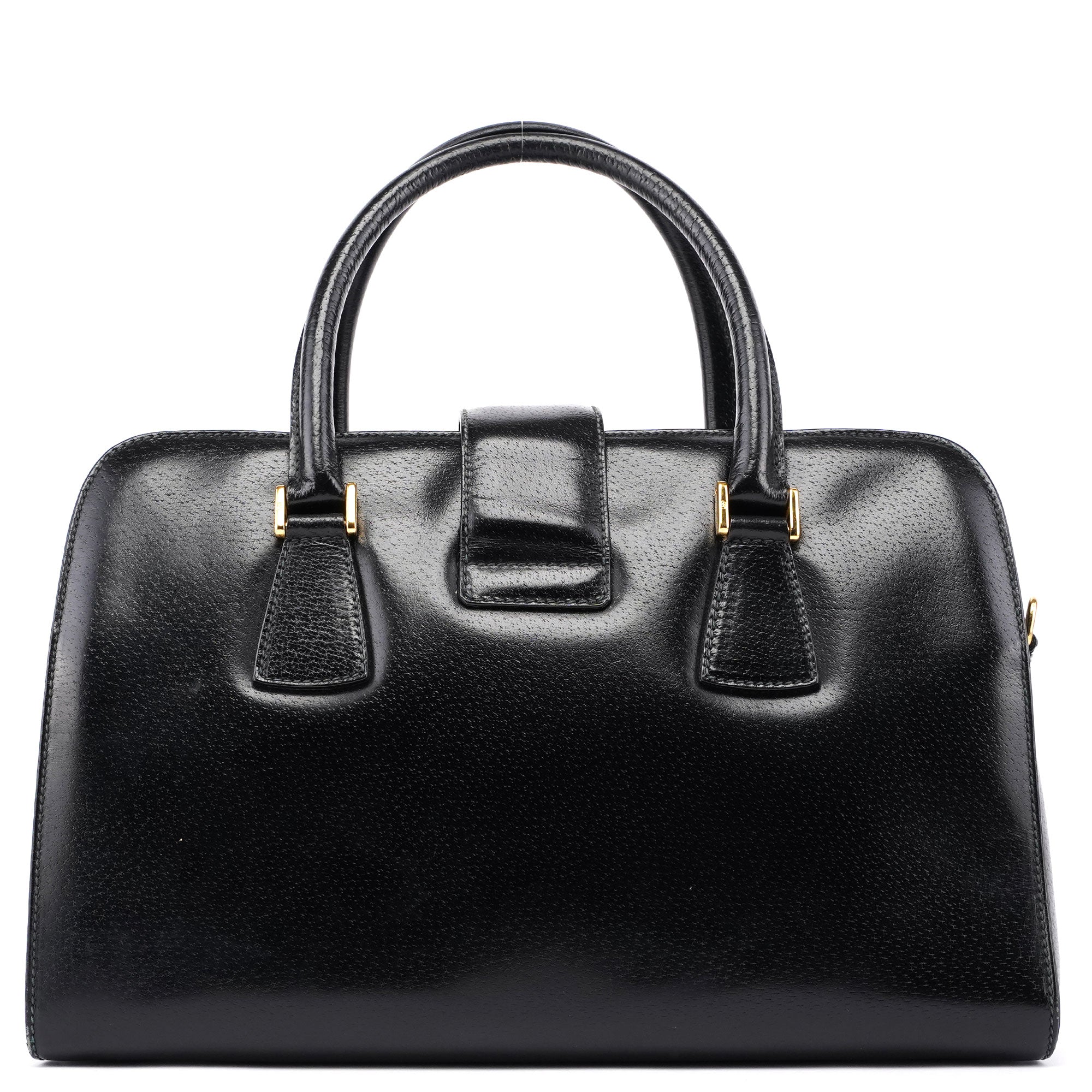 Gucci Vintage Black Leather Boston Bag