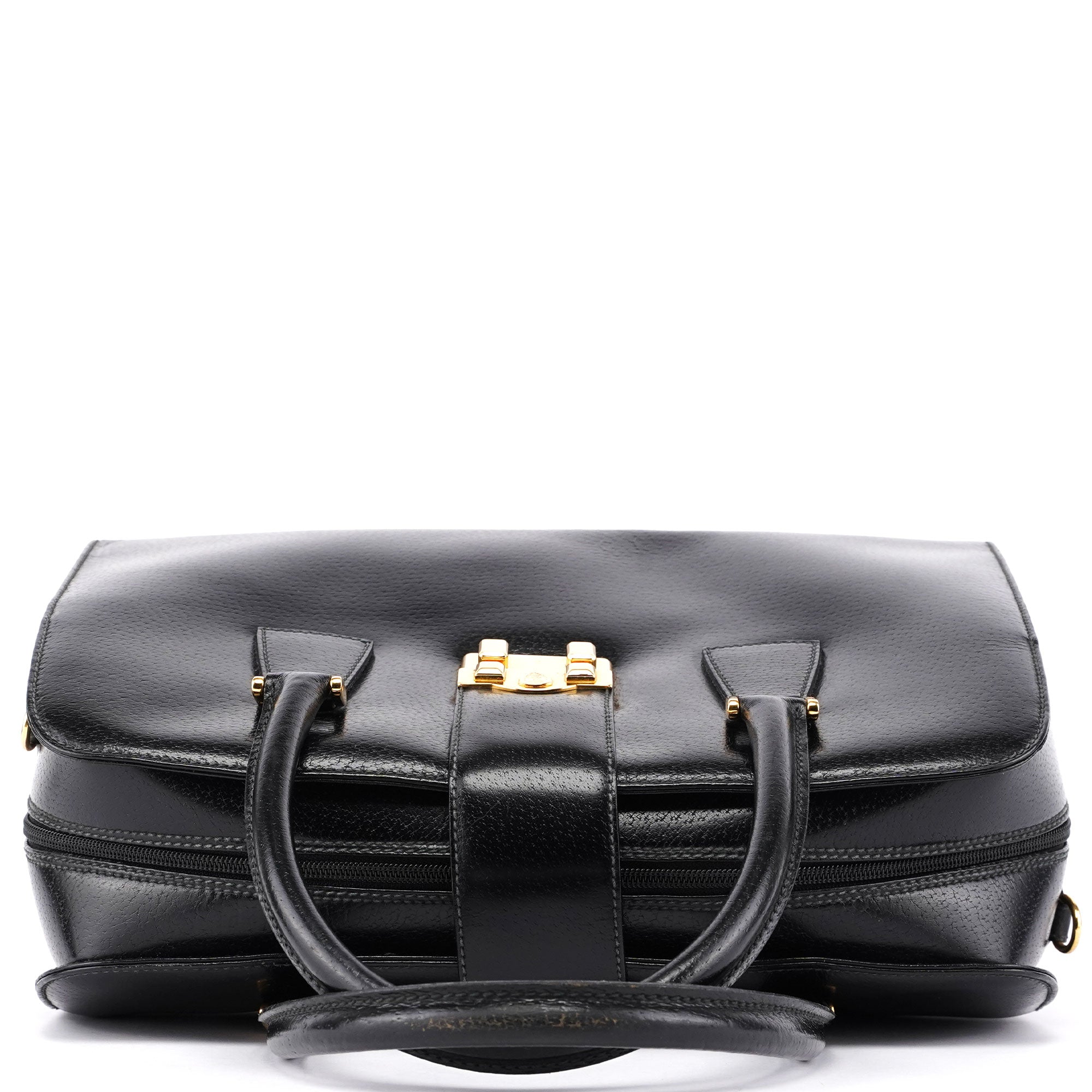 Gucci Vintage Black Leather Boston Bag