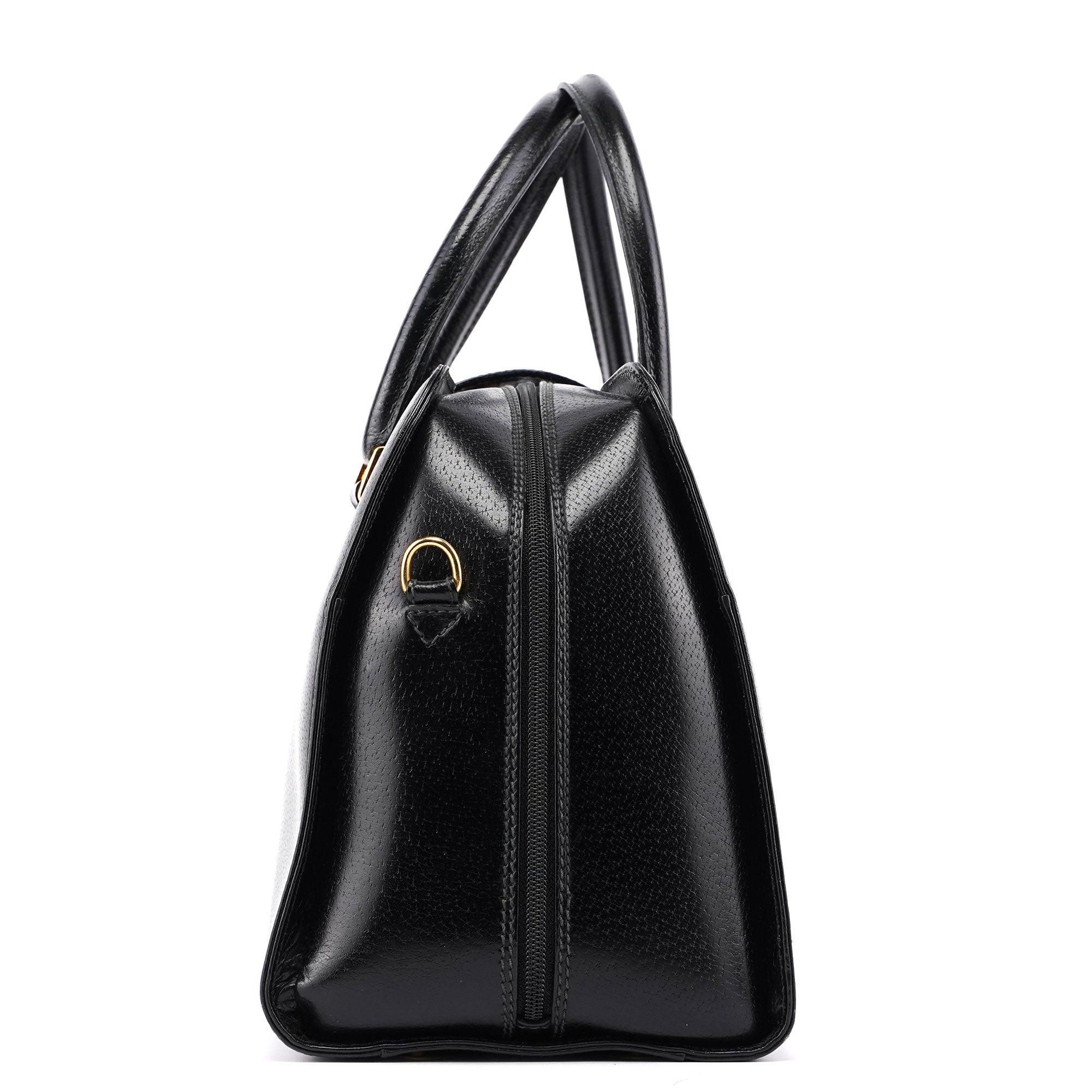 Gucci Vintage Black Leather Boston Bag