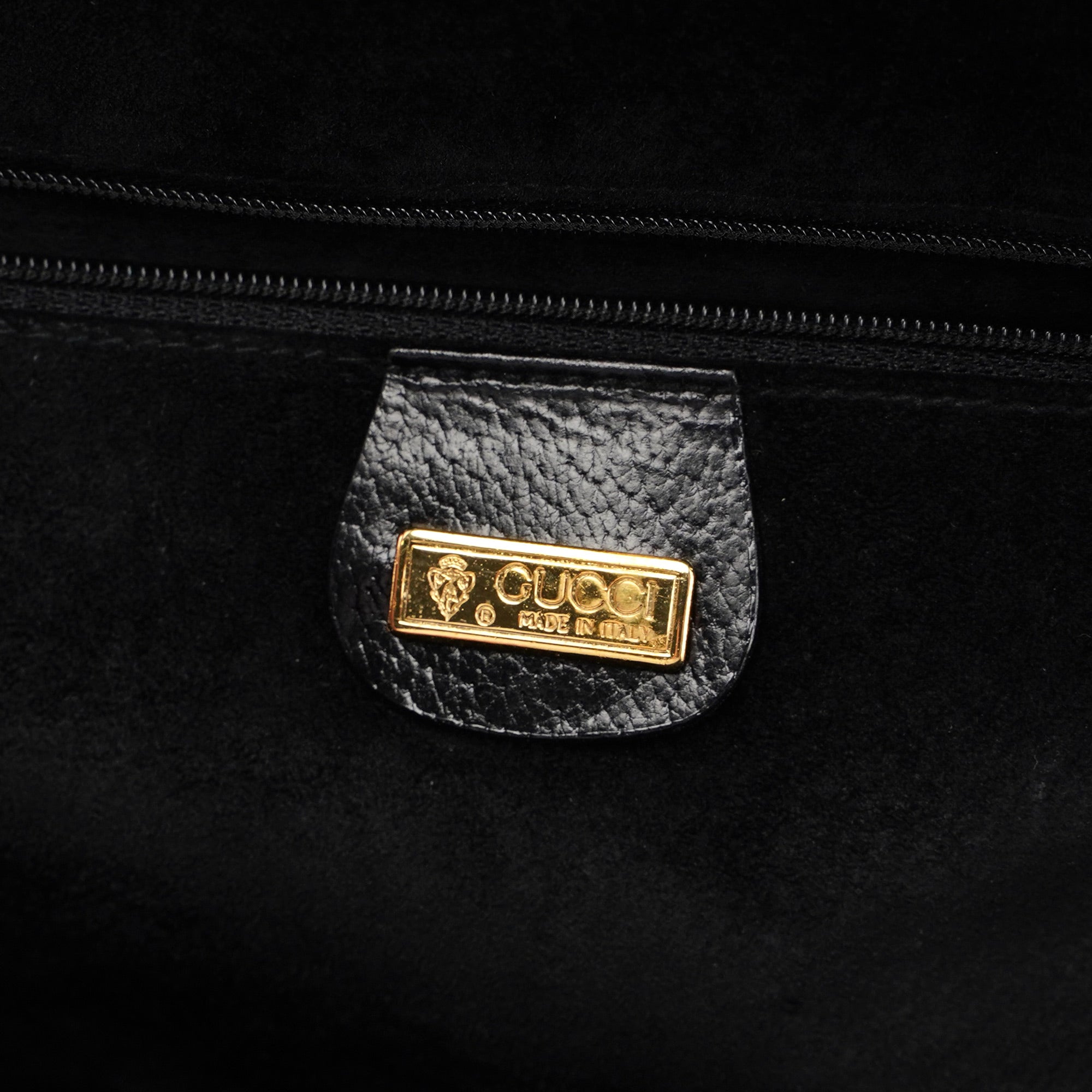 Gucci Vintage Black Leather Boston Bag