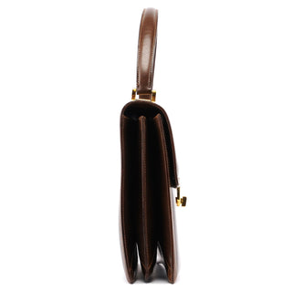 Gucci Vintage Brown Calfskin Turnlock Top Handle Bag