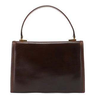 Gucci Vintage Brown Calfskin Turnlock Top Handle Bag