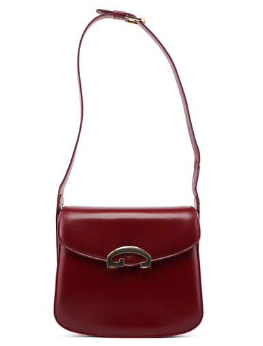 Gucci Vintage Burgundy Calfskin G Shoulder Bag