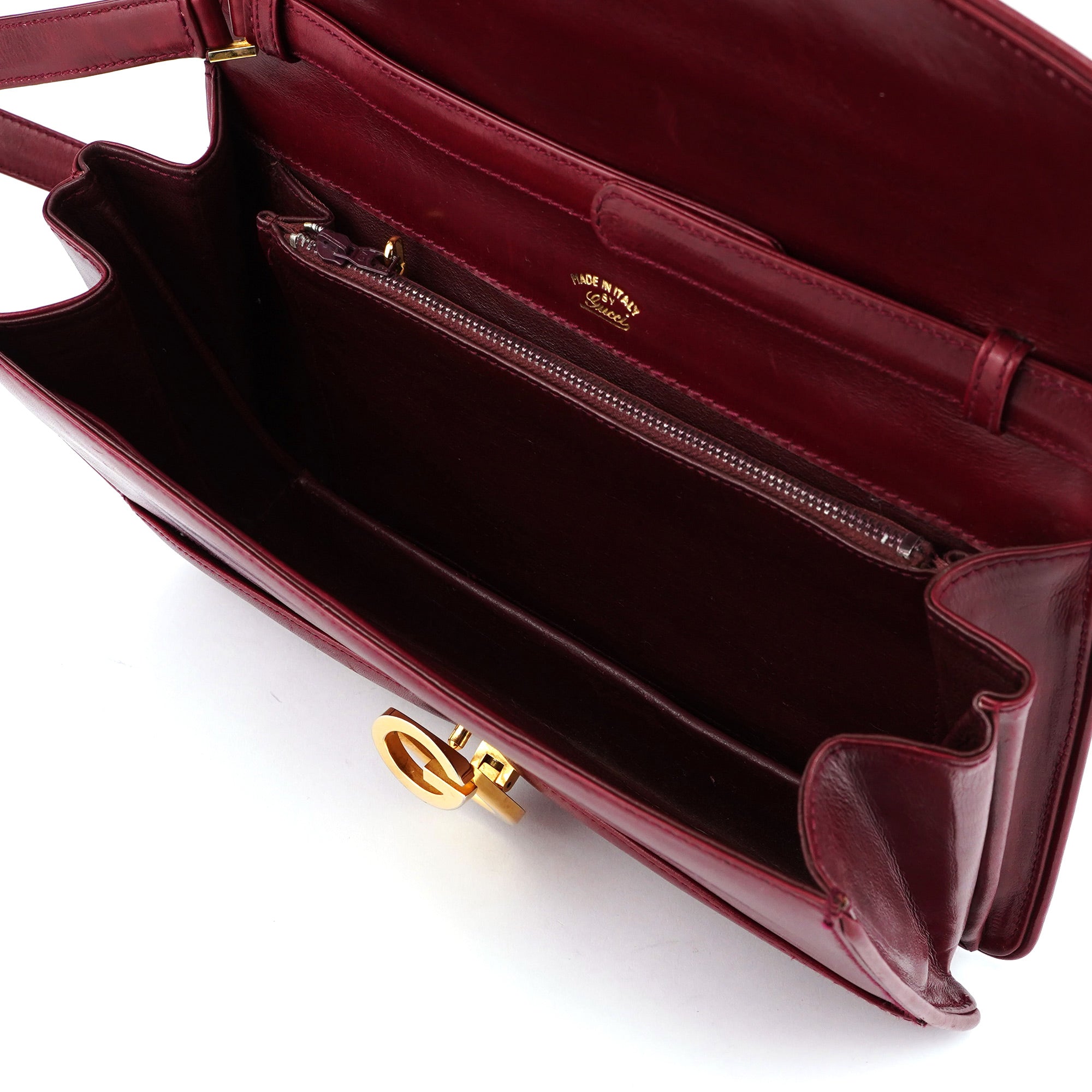 Gucci Vintage Burgundy Calfskin G Shoulder Bag