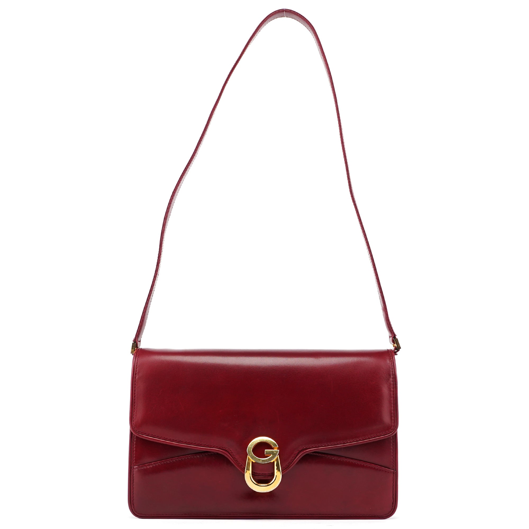 Gucci Vintage Burgundy Calfskin G Shoulder Bag