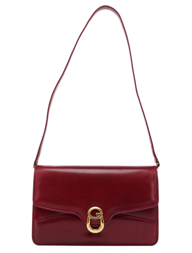 Gucci Vintage Burgundy Calfskin G Shoulder Bag