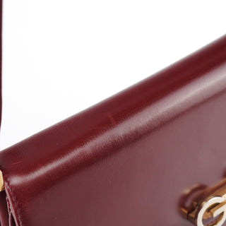 Gucci Vintage Burgundy Leather GG Shoulder Bag