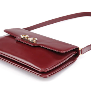 Gucci Vintage Burgundy Leather GG Shoulder Bag