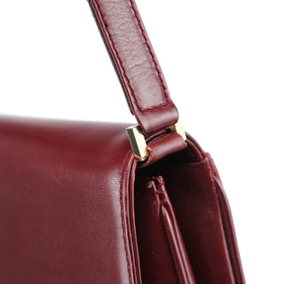 Gucci Vintage Burgundy Leather GG Shoulder Bag