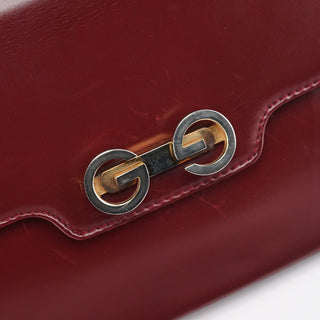 Gucci Vintage Burgundy Leather GG Shoulder Bag