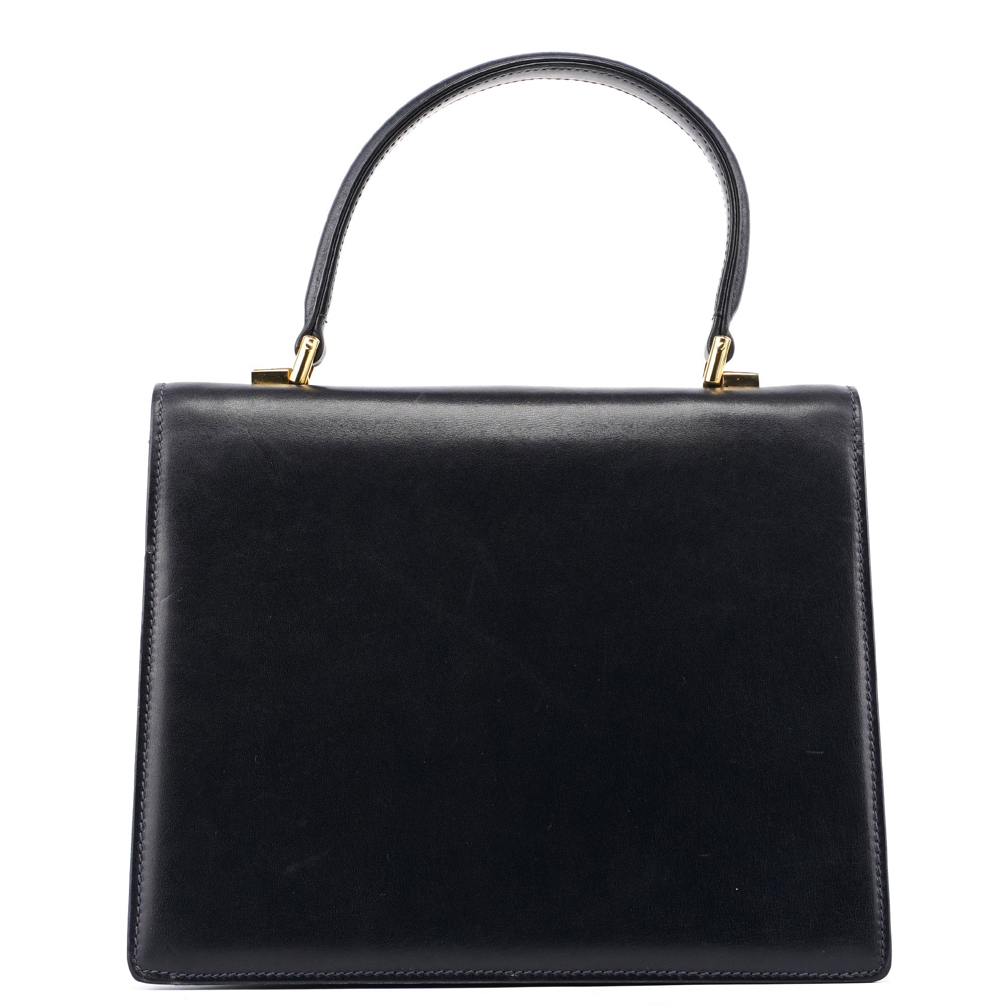 Gucci Vintage Navy Calfskin Top Handle Bag