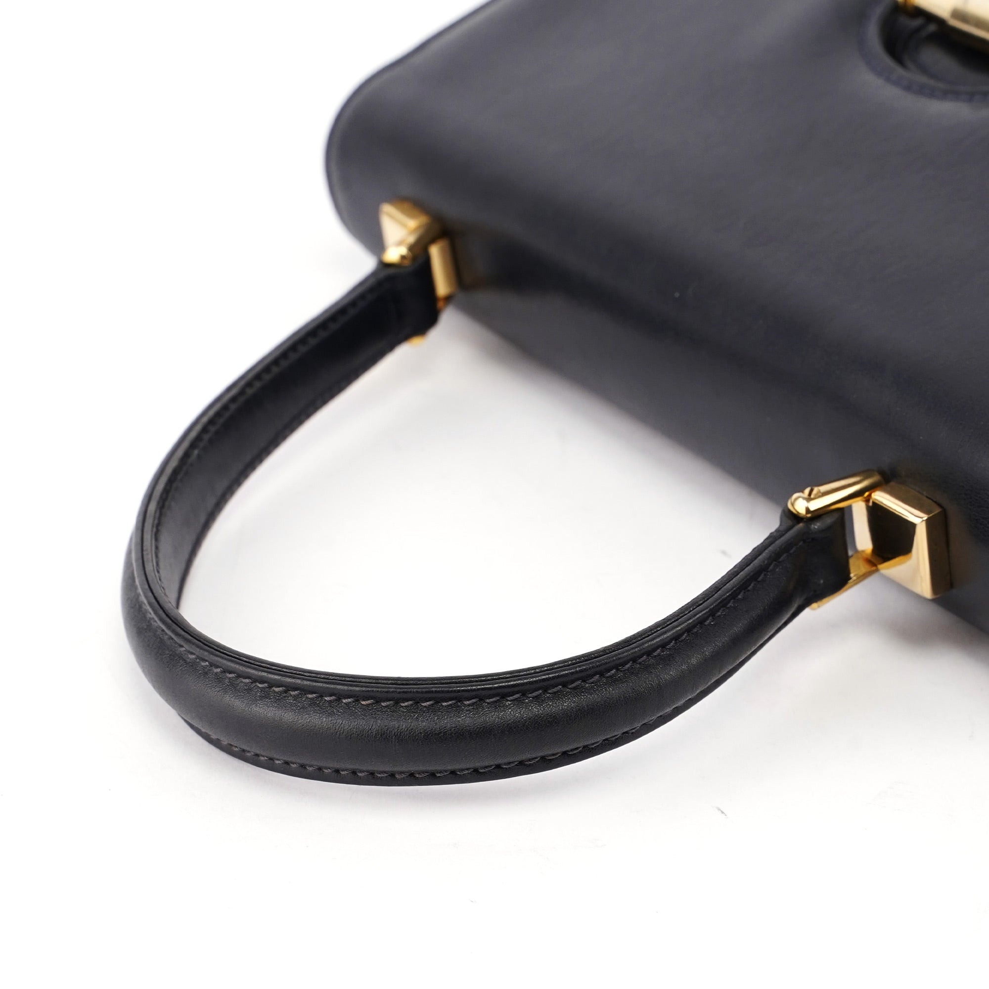 Gucci Vintage Navy Calfskin Top Handle Bag