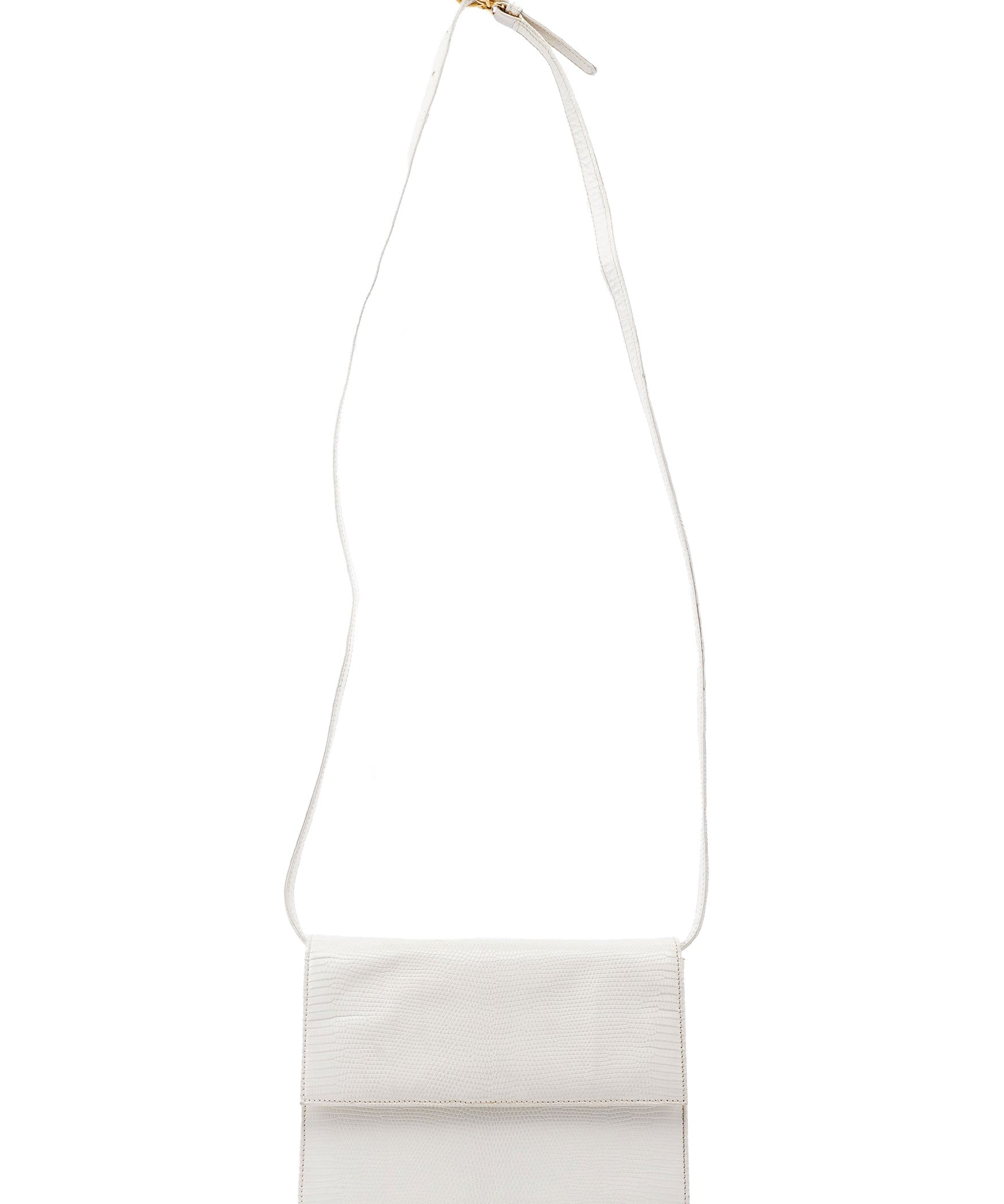 Gucci White Leather Lizard Embossed Bag