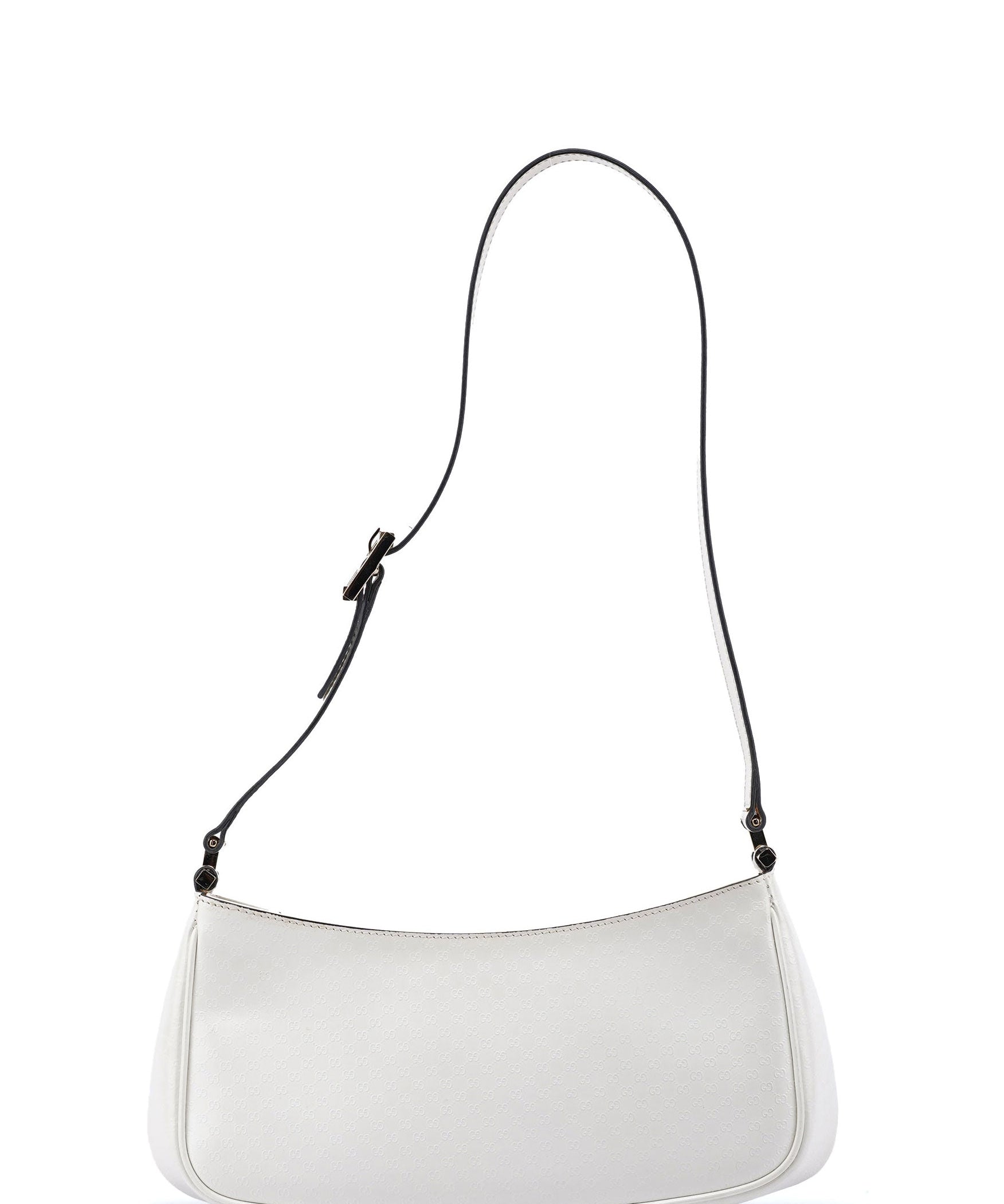 Gucci White Leather Micro GG Shoulder Bag