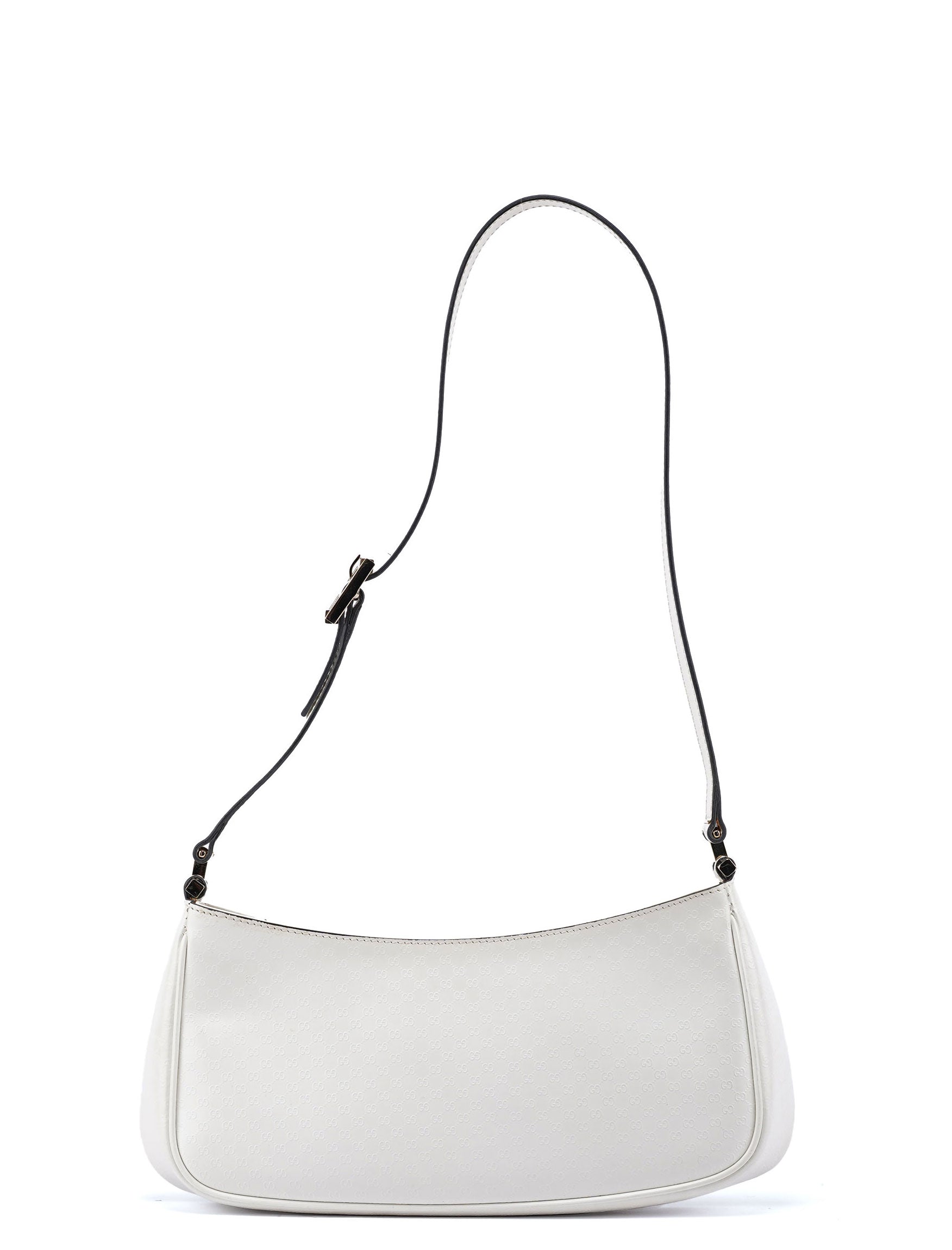 Gucci White Leather Micro GG Shoulder Bag