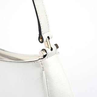 Gucci White Leather Micro GG Shoulder Bag