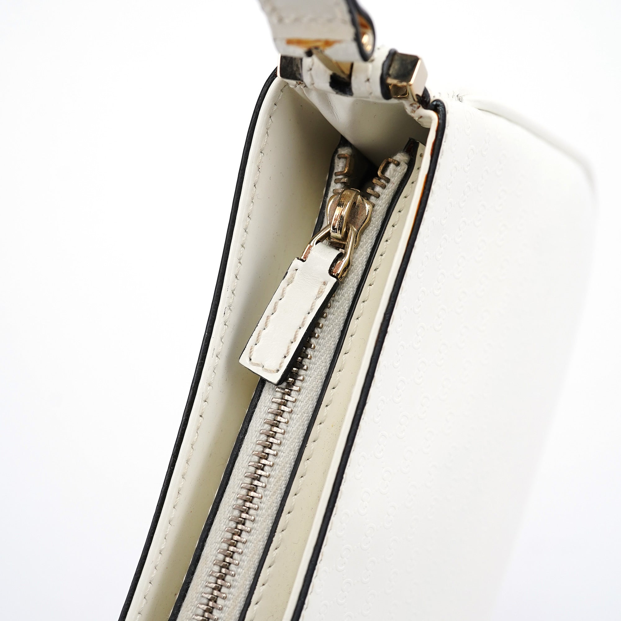Gucci Sac porté épaule Micro GG en cuir blanc