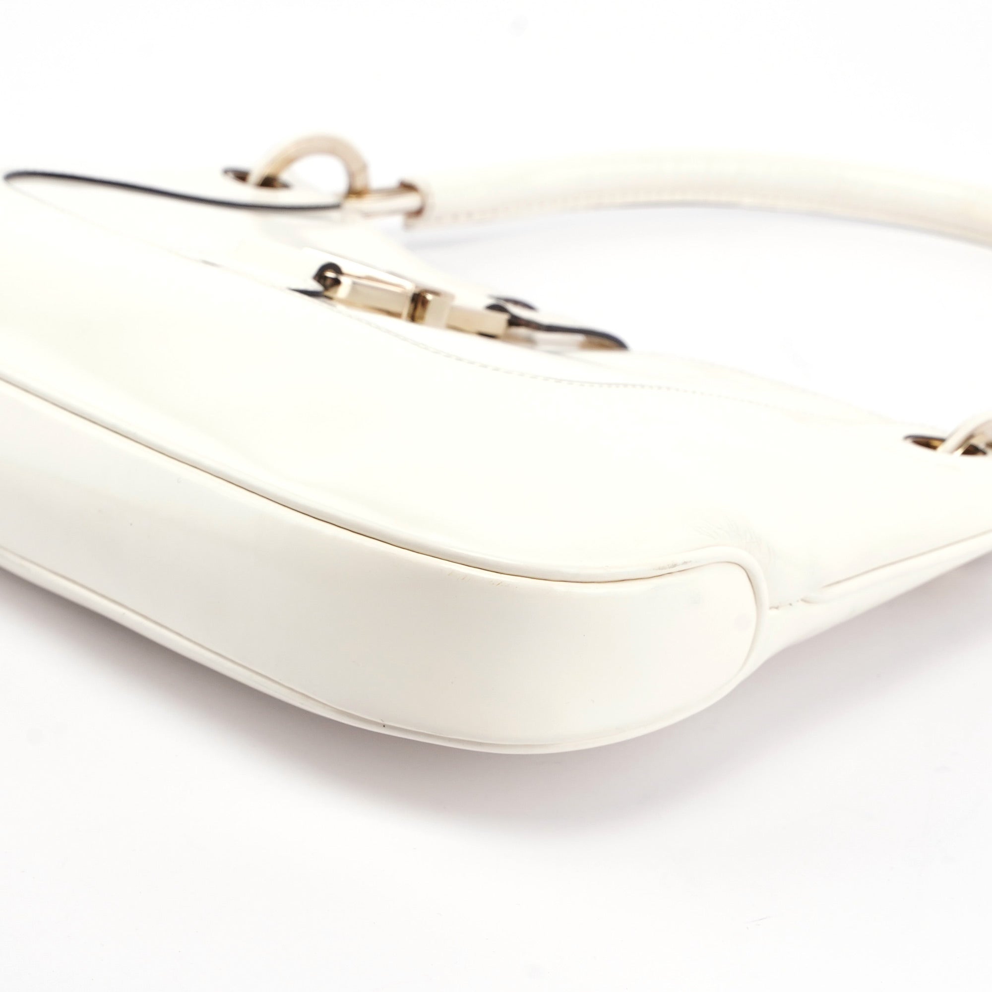 Gucci White Patent Leather Jackie Shoulder Bag