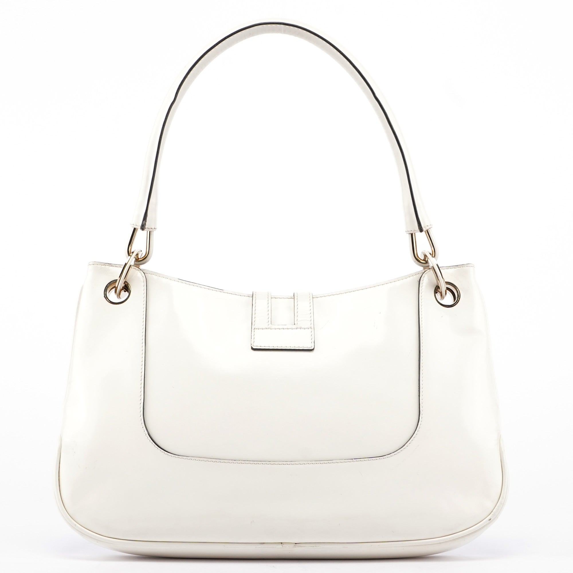 Gucci White Patent Leather Jackie Shoulder Bag