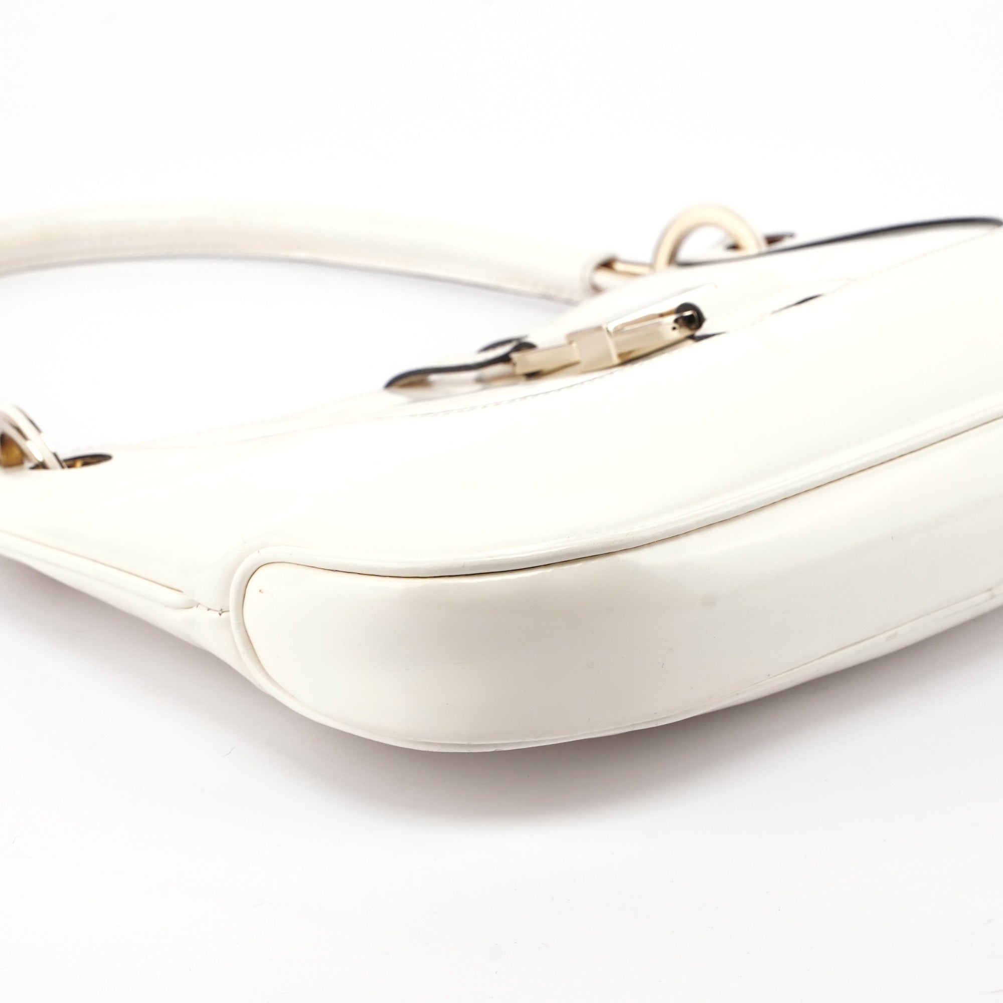 Gucci White Patent Leather Jackie Shoulder Bag