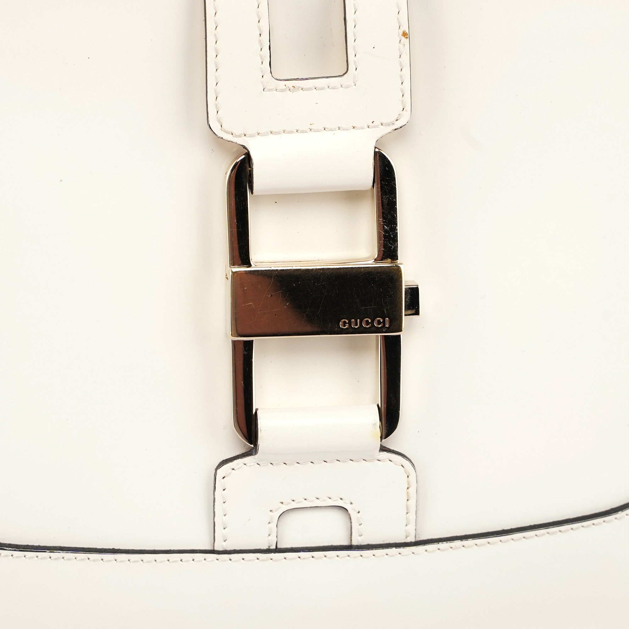 Gucci White Patent Leather Jackie Shoulder Bag